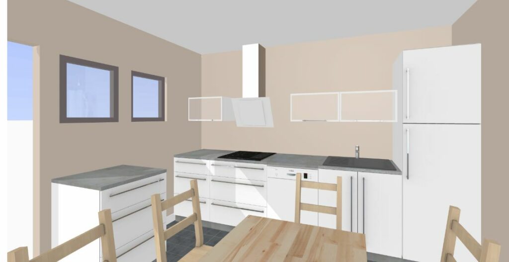 vue 3D cuisine par L'EFFET B.